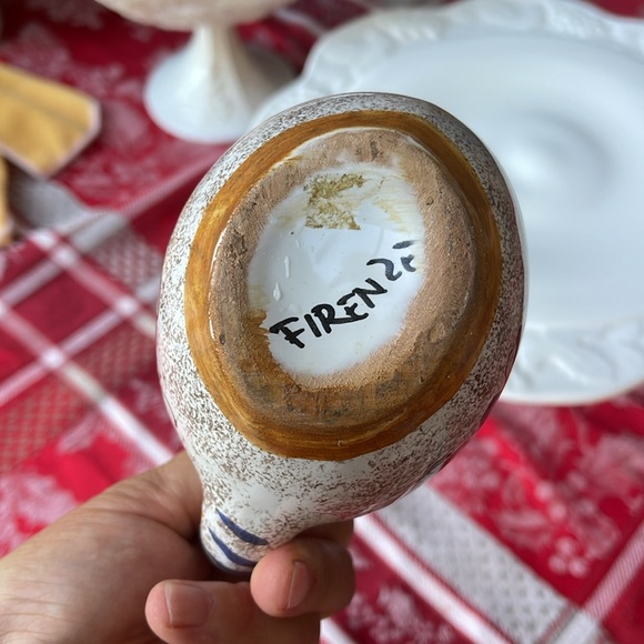 Vintage Italian Firenze Ceramic Rooster Chicken Pitcher mug - Picture 7 of 12